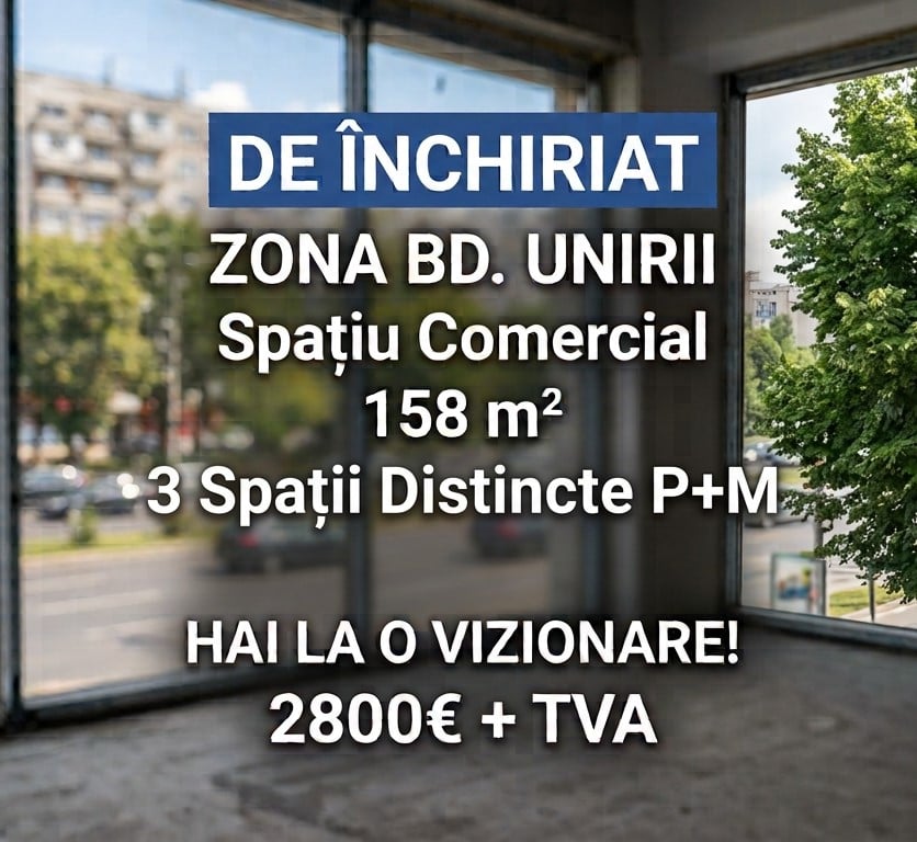 Spatiu comercial de 158 m2 | Zona Bd. Unirii